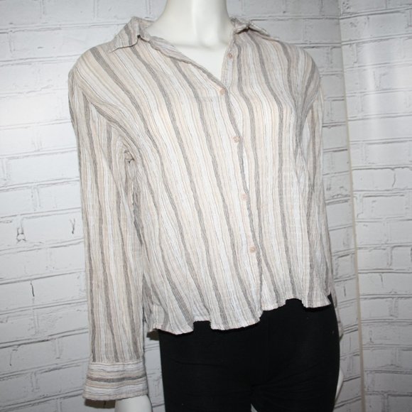 🤎✨ Relativity Button-Down · Tan & Cream · Petite SP - Picture 1 of 5